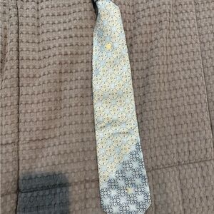 Versace Geometric Tie in Blue and Cream